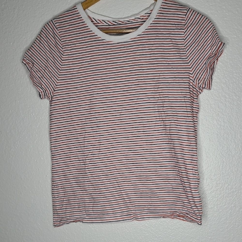 Striped Short Sleeve Top - Red and White